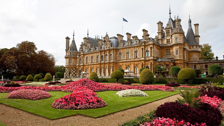 The impressive building and formal gardens at Waddesdon Manor in Buckinghamshire