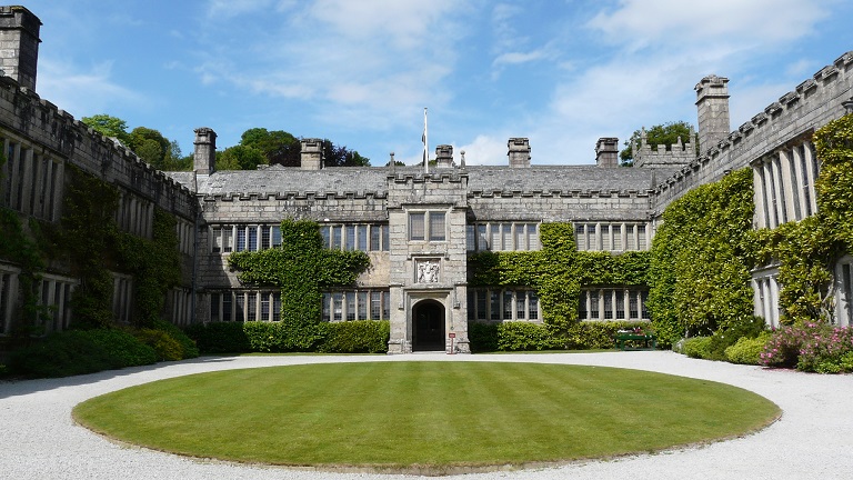 The main courtyard in front of Lanhydrock House - one of our favourite places for autumn walks in Cornwall