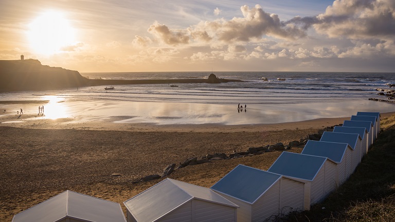 Summerleaze beach in Bude, North Cornwall, at sunset