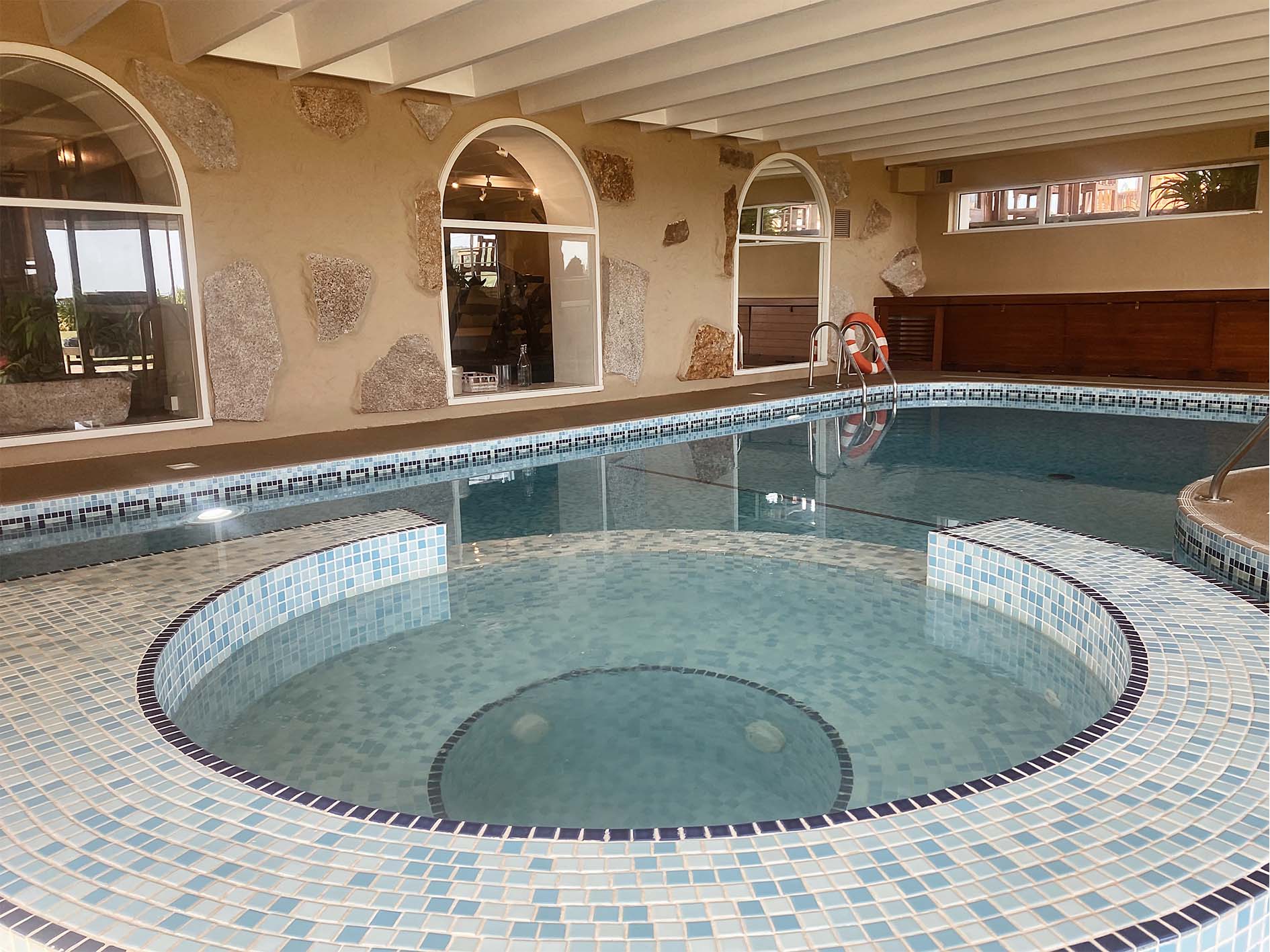 The indoor pool at Carne Bay Spa, The Nare Hotel