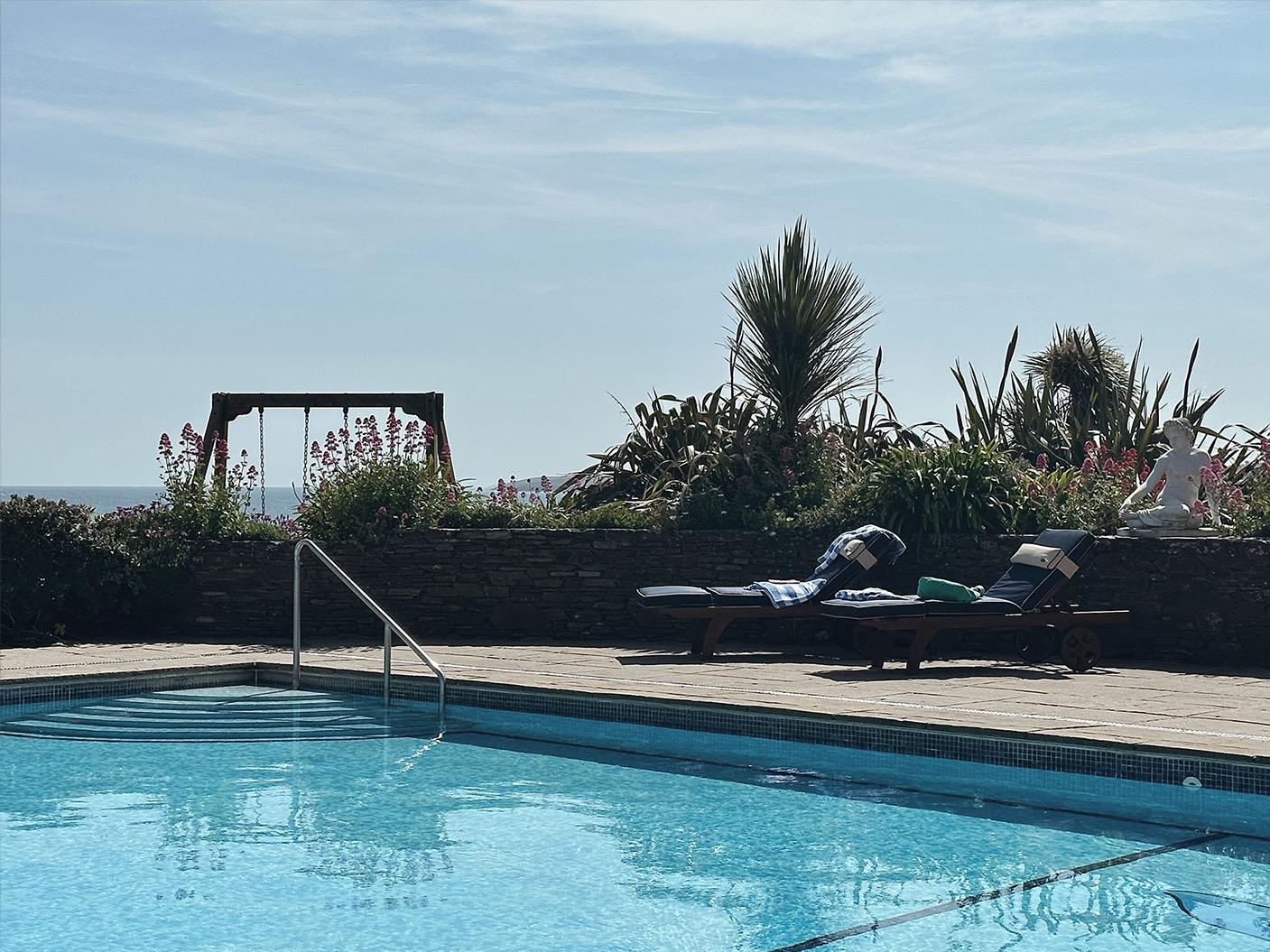The outdoor swimming pool at Carne Bay Spa