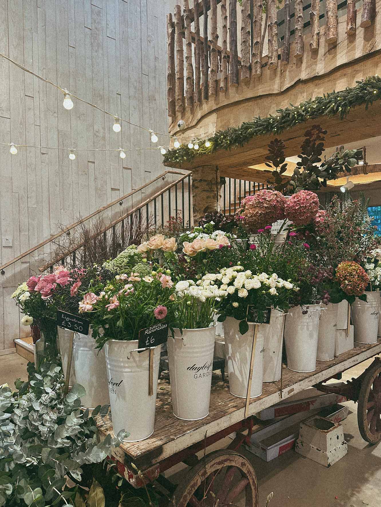 Flowers on display at Daylesford Organic Cotswolds
