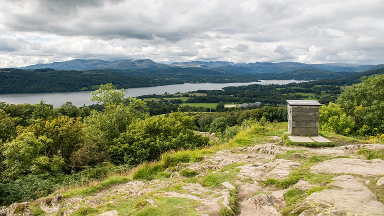 The cairn at the top of Orrest Head, which affords beautiful views over Windermere