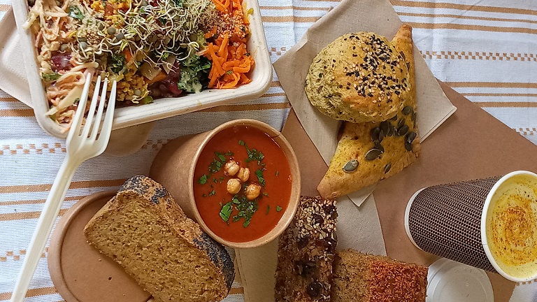 A variety of sweet and savoury vegetarian foods served by Simple Goodness Bistro in Penrith, a vegetarian restaurant and takeaway 