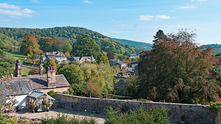 A view of Ashford-in-the-Water, a picturesque town near Bakewell in Derbyshire