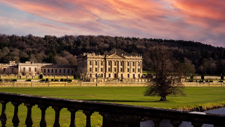 A view of Chatsworth Park, one of Derbyshire's most famous country houses