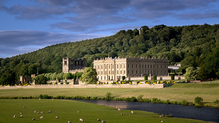 A view of Chatsworth House in the Derbyshire Dales