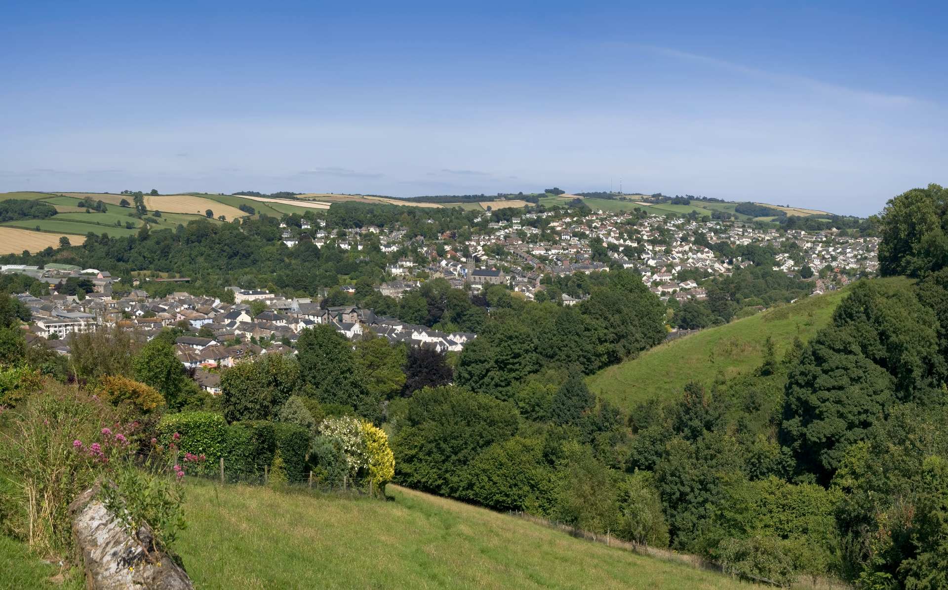 A picturesque town nestled within a countryside valley of the South Hams