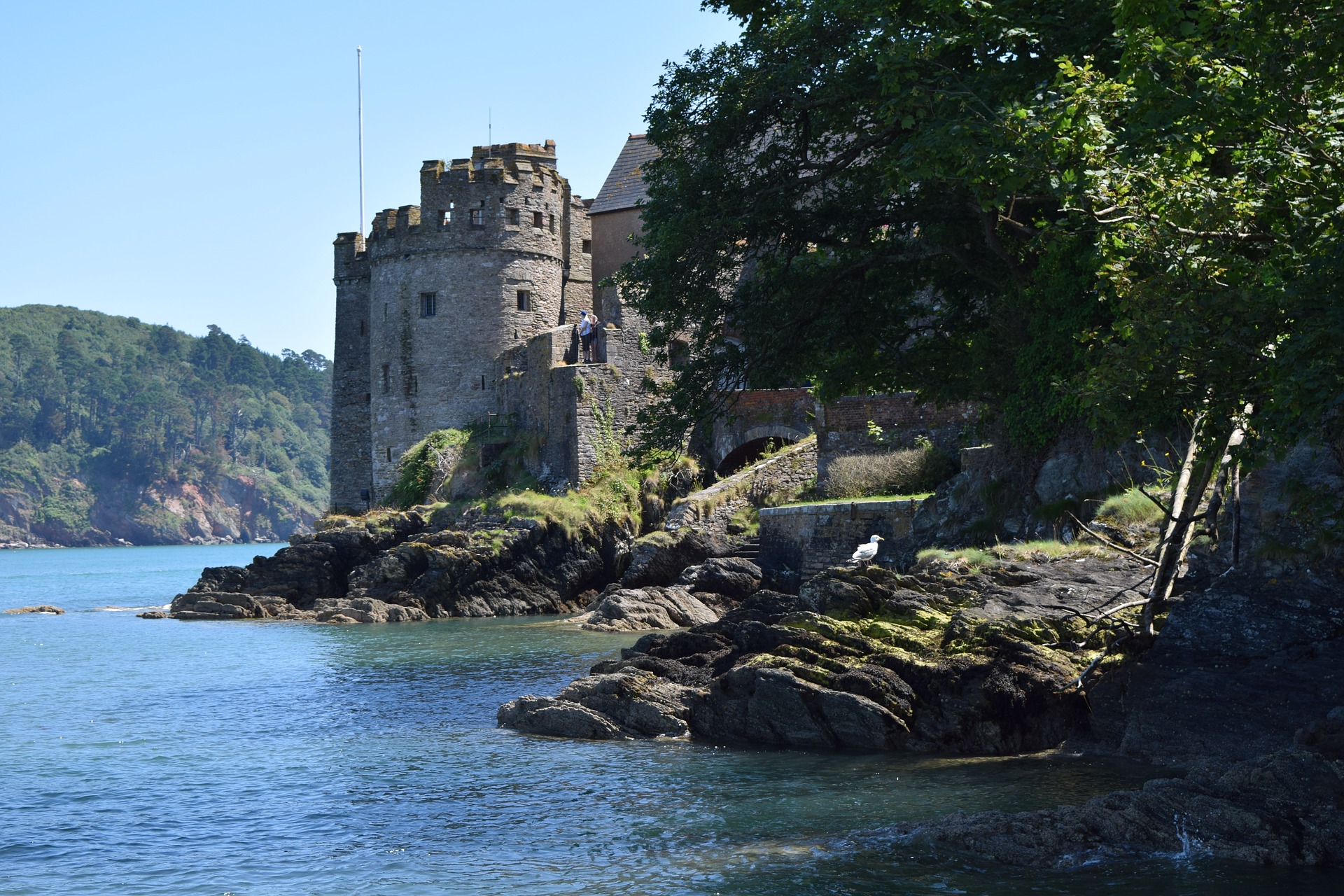 The historic Dartmouth Castle next to the waterside in Dartmouth