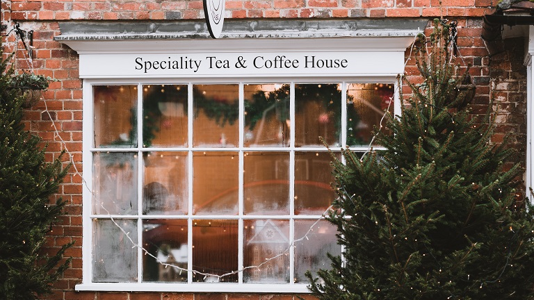 A speciality tea shop in Beaulieu village in the New Forest, Hampshire - one of the cute places to eat in the village