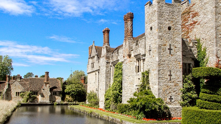Hever Castle in the sunshine in Kent - one of the most popular attractions in Kent 