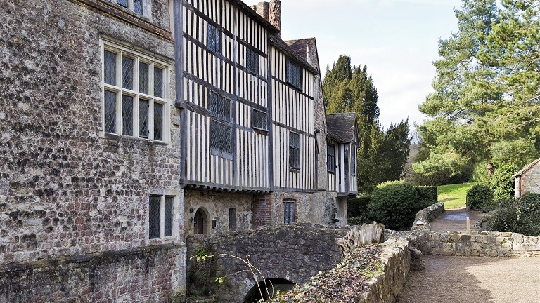 Timber-clad buildings at Ightham Mote in Kent