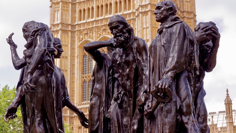 A statue in London's Victoria Tower Gardens, located just south of the Houses of Parliament
