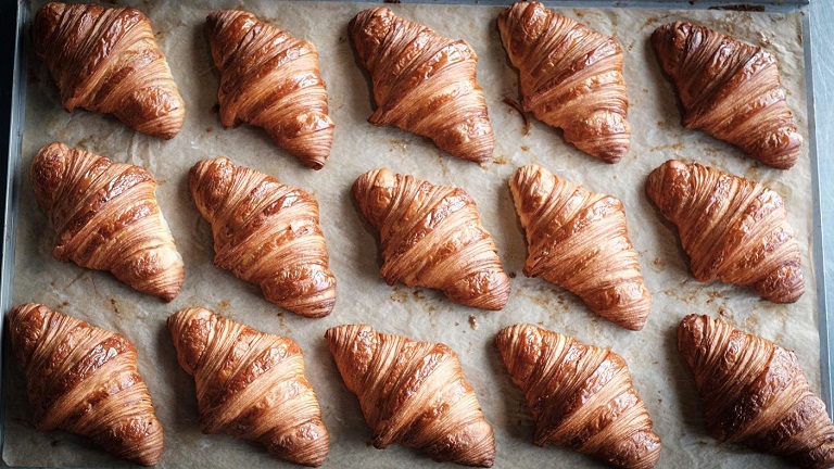 Freshly baked croissants from Mokoko bakery and coffee shop in Bath