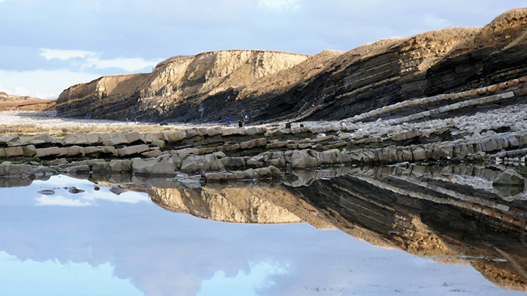 Reflections on Kilve Beach in the Quantocks, Somerset