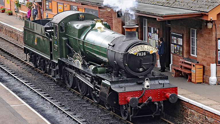 Image of the West Somerset Railway steam train at a station