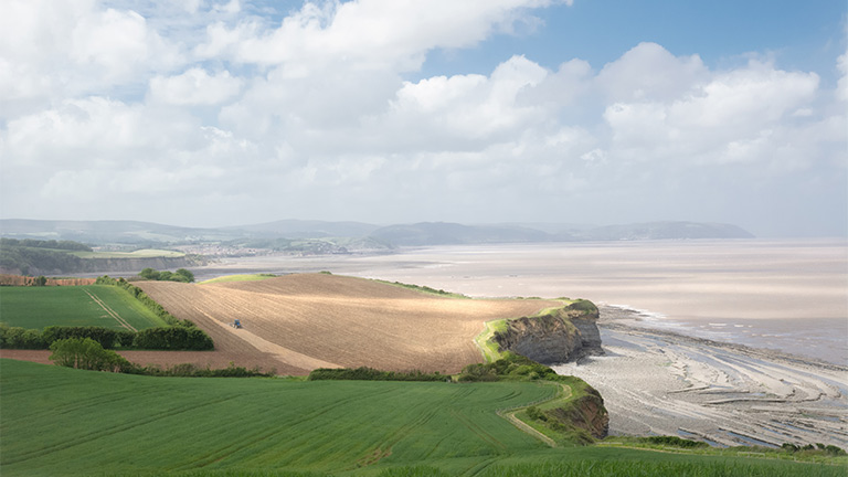 Coastal scenes overlooking Kilve Beach in the Quantocks, Somerset