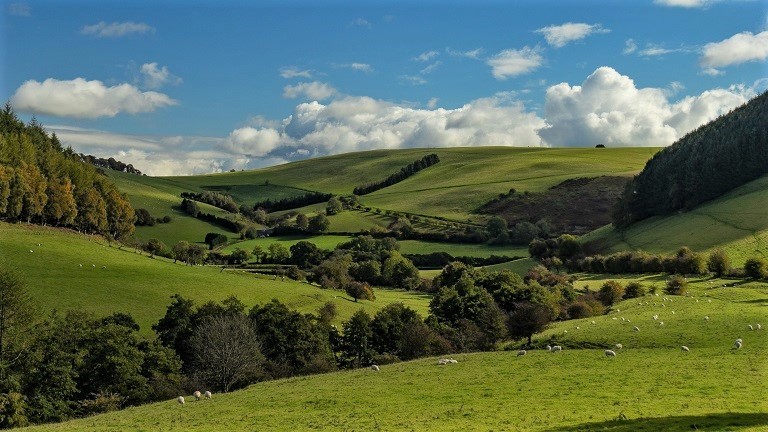 The beautiful countryside surrounding Presteigne in Powys