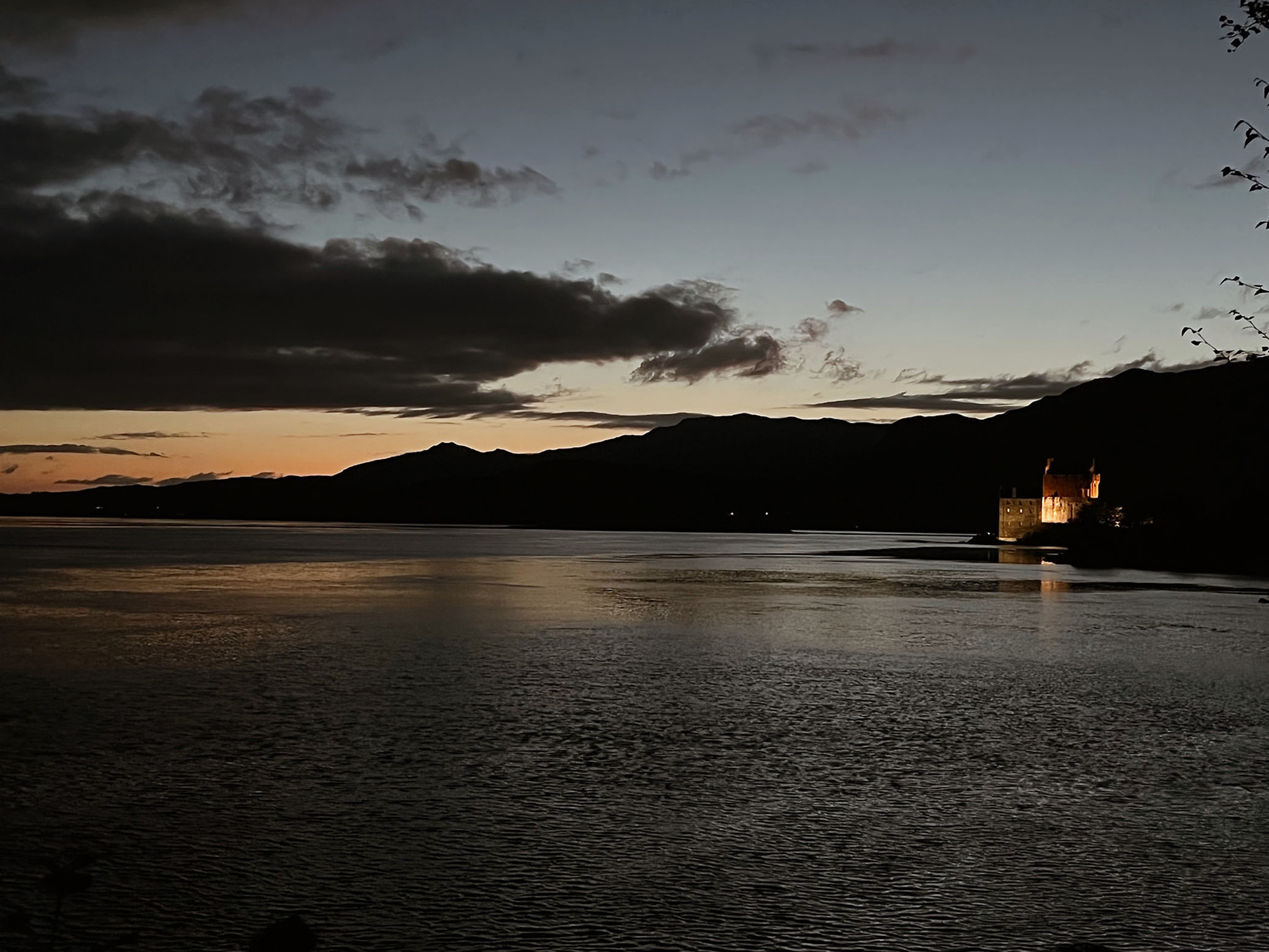 Dunvegan Castle lit up at night