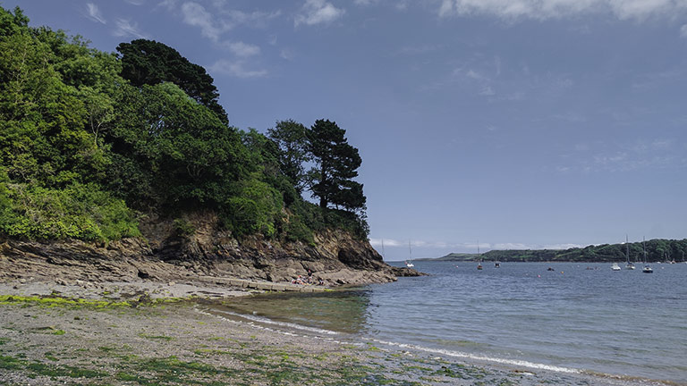 The private beach of Trebah at the bottom of Trebah Gardens in Helford