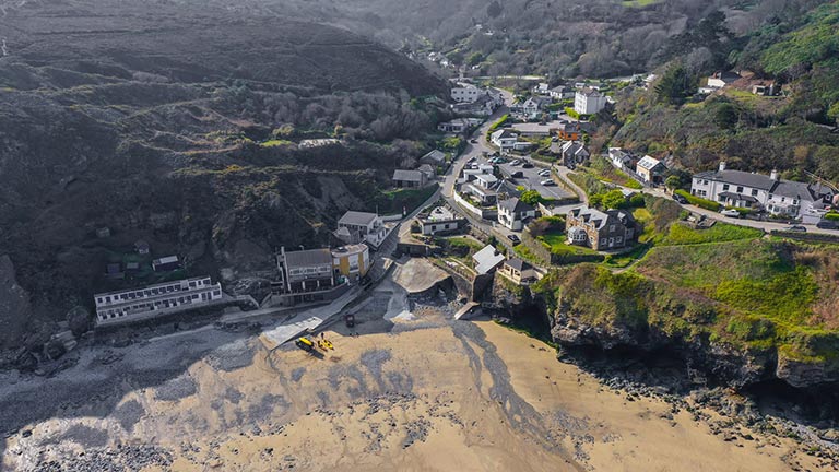 An aerial view of St Agnes and Trevaunance Cove