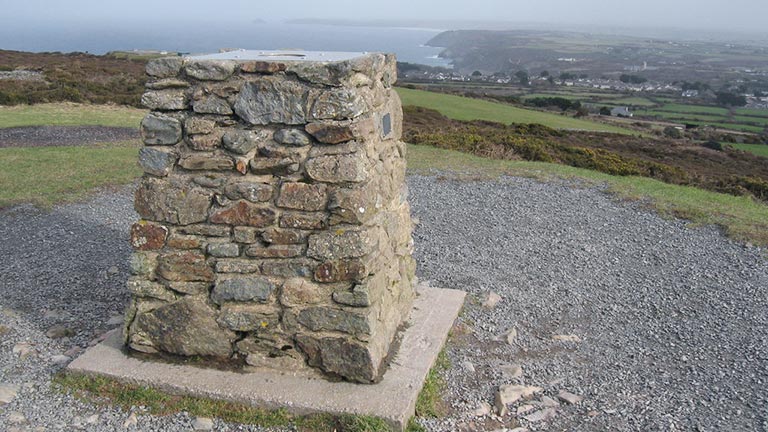 The stone beacon atop St Agnes Beacon, once used to warn villagers of invasion from the sea