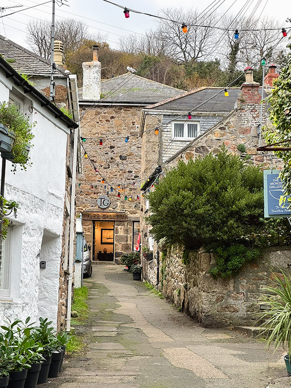 A picturesque street in Mousehole, Cornwall