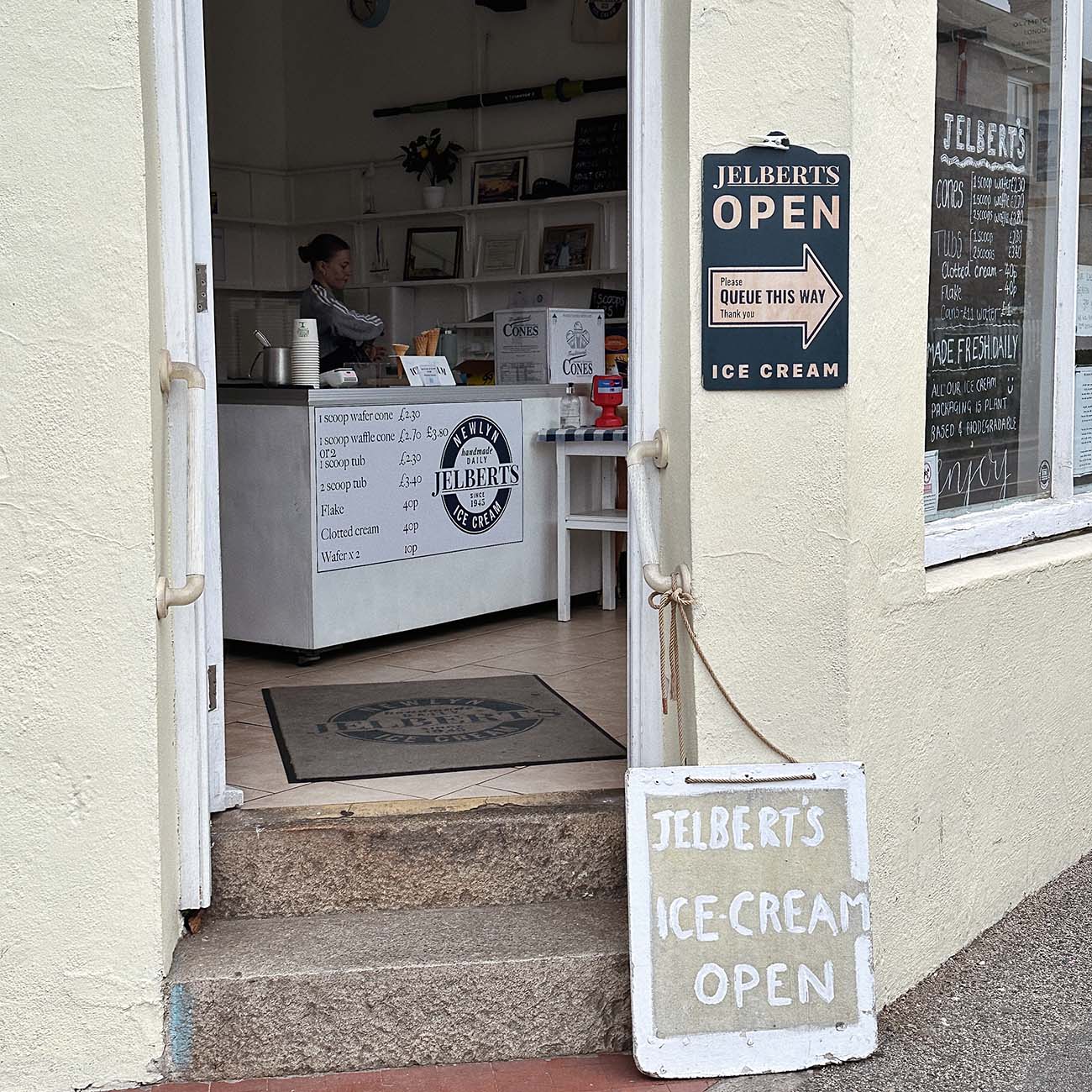 Jelbert's ice cream shop in Newlyn