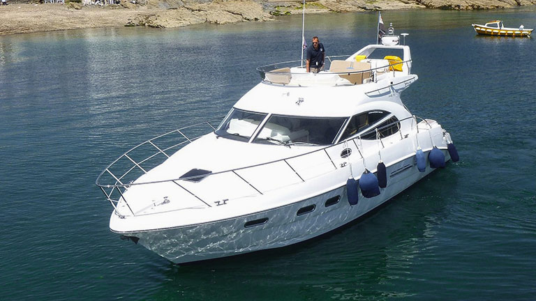 One of the luxury boats at Falmouth Motorboat Charters in Cornwall