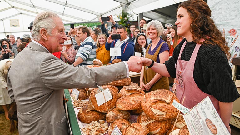 King Charles meeting Vicky's Bread at Royal Cornwall Show