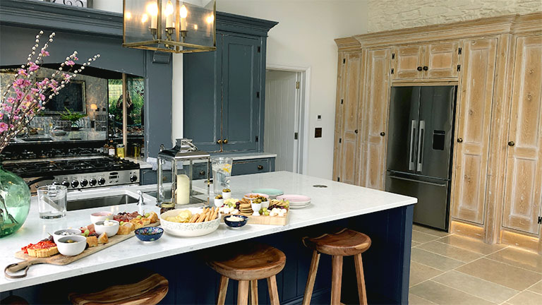 A view of the beautiful kitchen in The Granary, our Boutique Retreat on the Roseland in Cornwall