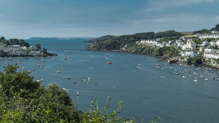 Looking out over Fowey Harbour where boats sail