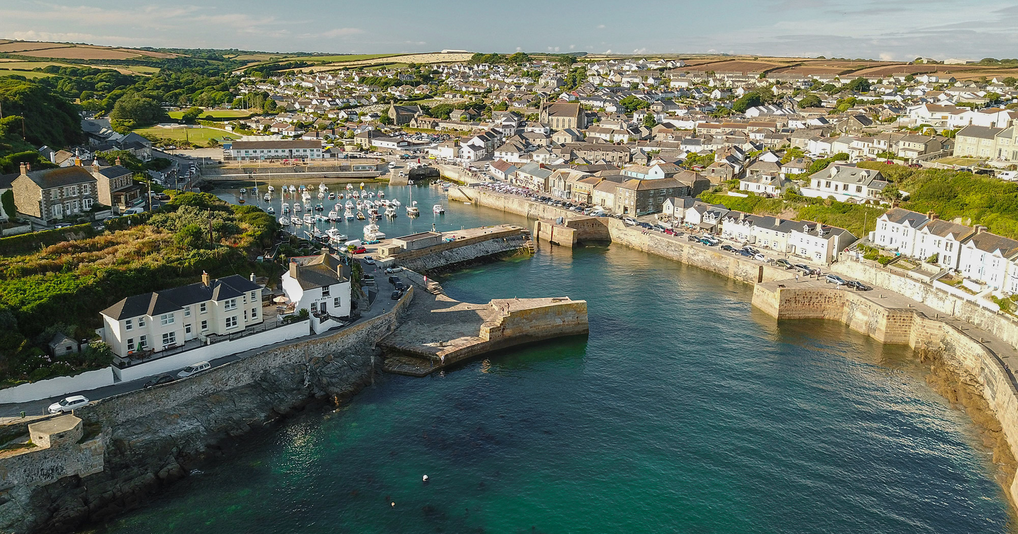 An aerial view of Porthleven