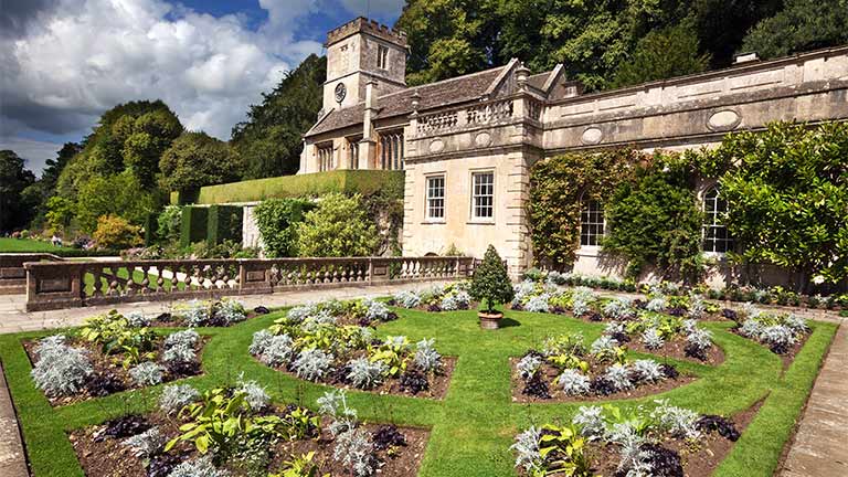 The perfectly cut lawns and floral displays at Dyrham Park in the Cotswolds
