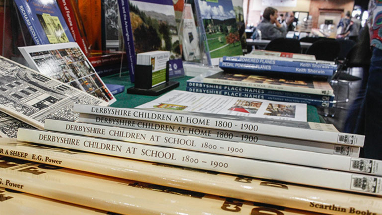 Books on stand at Derby Book Festival 
