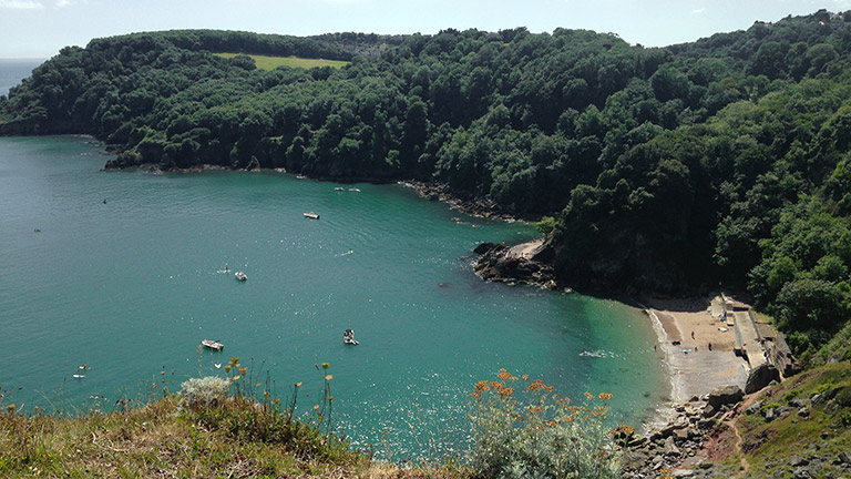 Anstey's Cove bathed in sunlight in Devon 