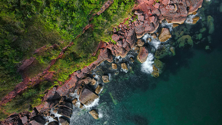 An aerial view of Maidencombe coastline