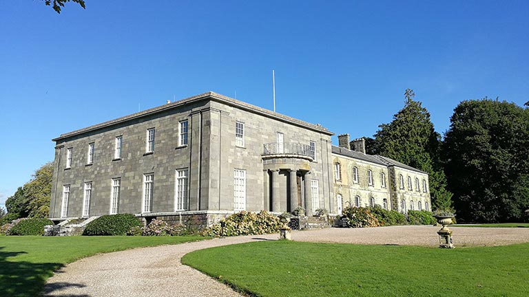 The stately exterior of Arlington Court in North Devon