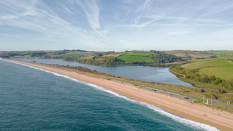 Aerial views over Slapton Ley National Nature Reserve