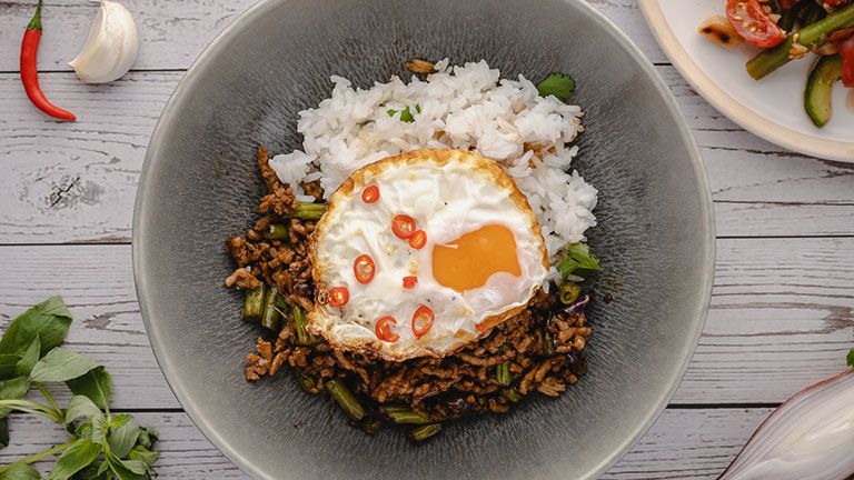 A plate of delicious Asian-inspired food at Devon Cookery School in Cullompton