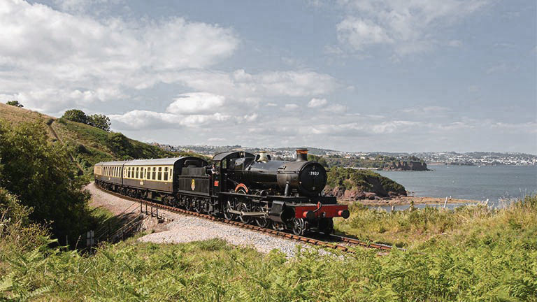 A vintage steam train in South Devon