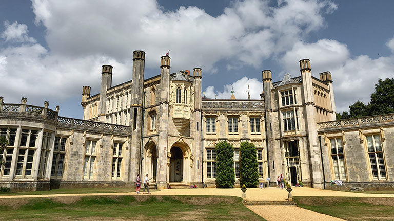 A view of Highcliffe Castle in Dorset on the fringes of the New Forest National Park