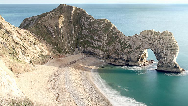A view of the iconic Durdle Door on the Jurassic Coast in Dorset