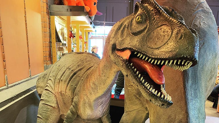 A model dinosaur on display at The Dinosaur Museum in Dorchester