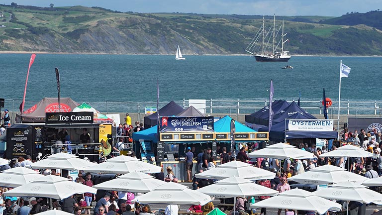 Tent tops and sea views at Dorset's famous seafood festival, Seafest