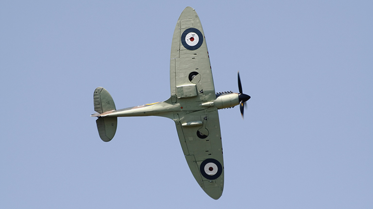 A spitfire plane in flight