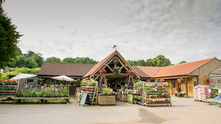 An exterior shot of the pretty Wotton Farm Shop in Gloucestershire