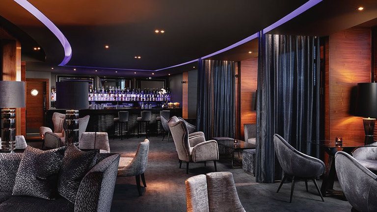 The sleek, contemporary interiors of Sky Bar in Farnborough