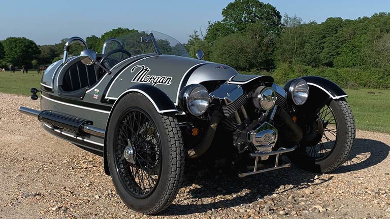 A beautiful Morgan classic car parked in the sunshine in the New Forest