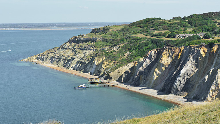 Overlooking the cliffs and chairlift of Alum Bay